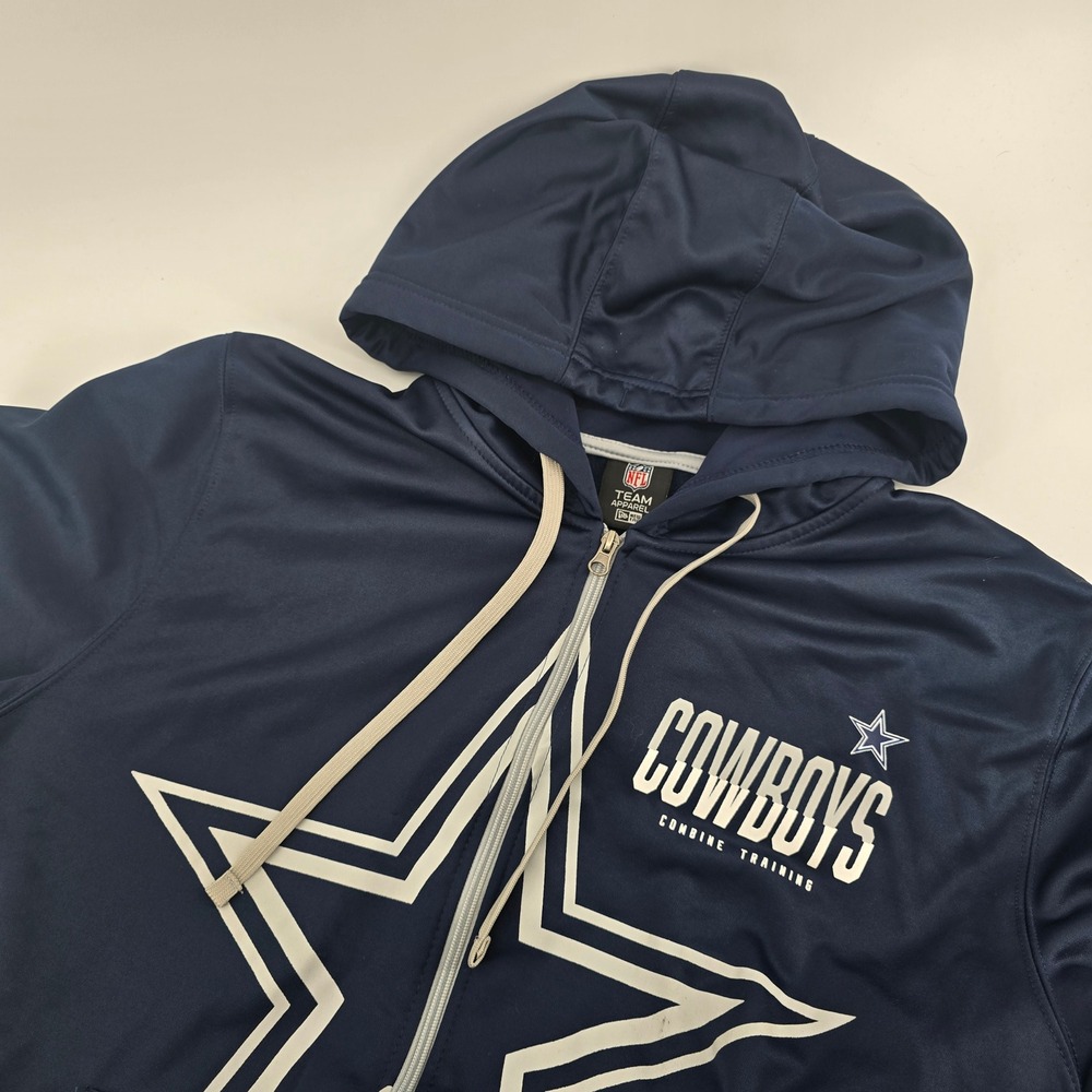 New Era NFL Dallas Cowboys Combine Training Full Zip Hoodie Navy Blue Mens XXL